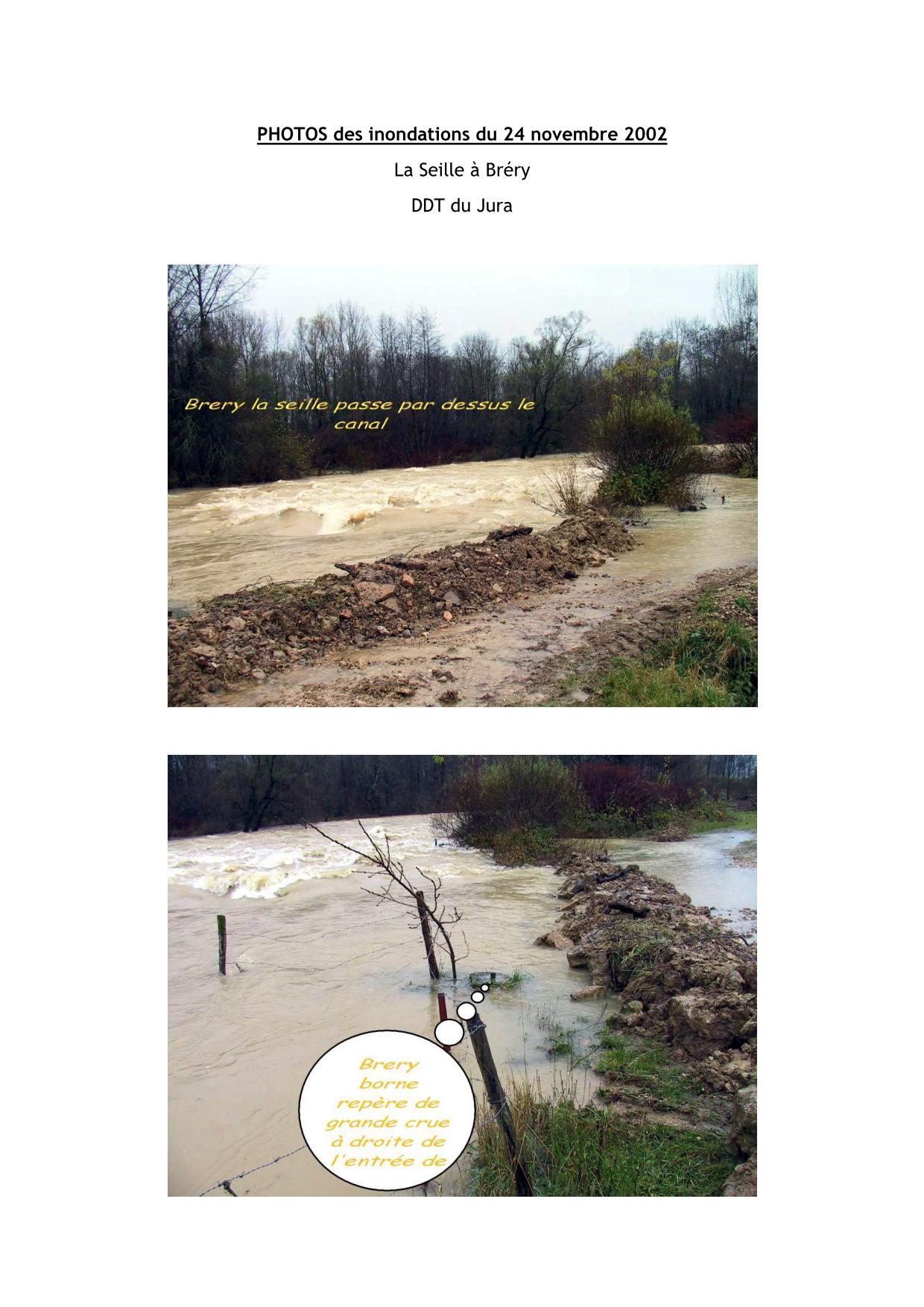 Photos des inondations du 24 novembre 2002, la Seille à Bréry