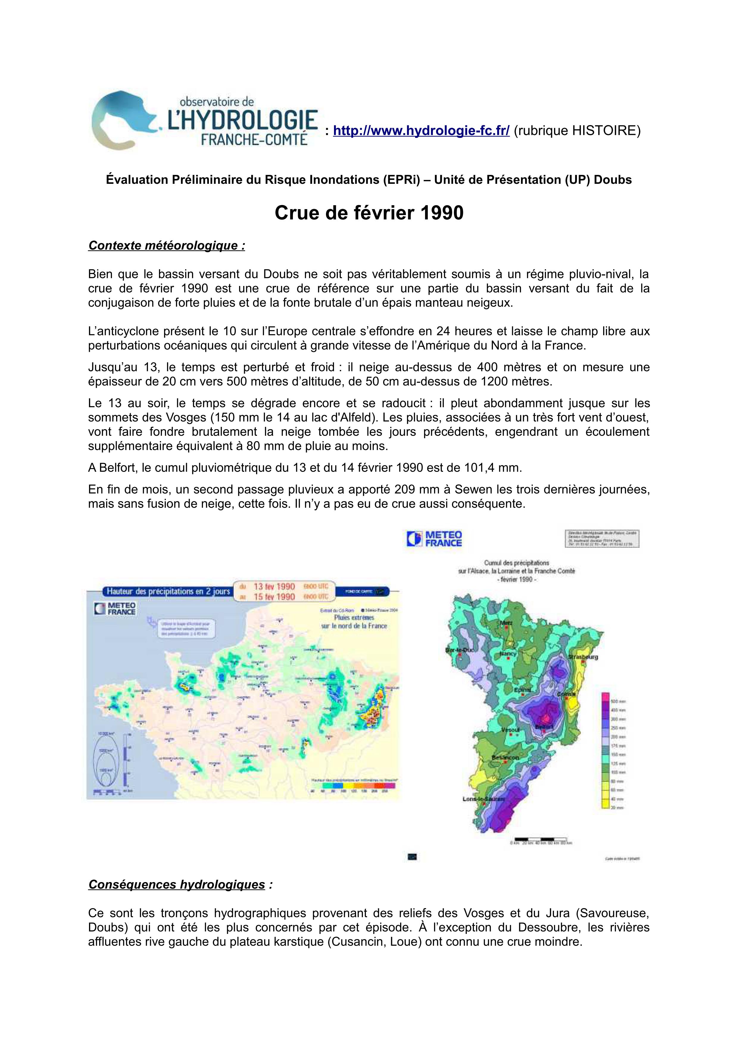 Synthèse sur la crue de février 1990