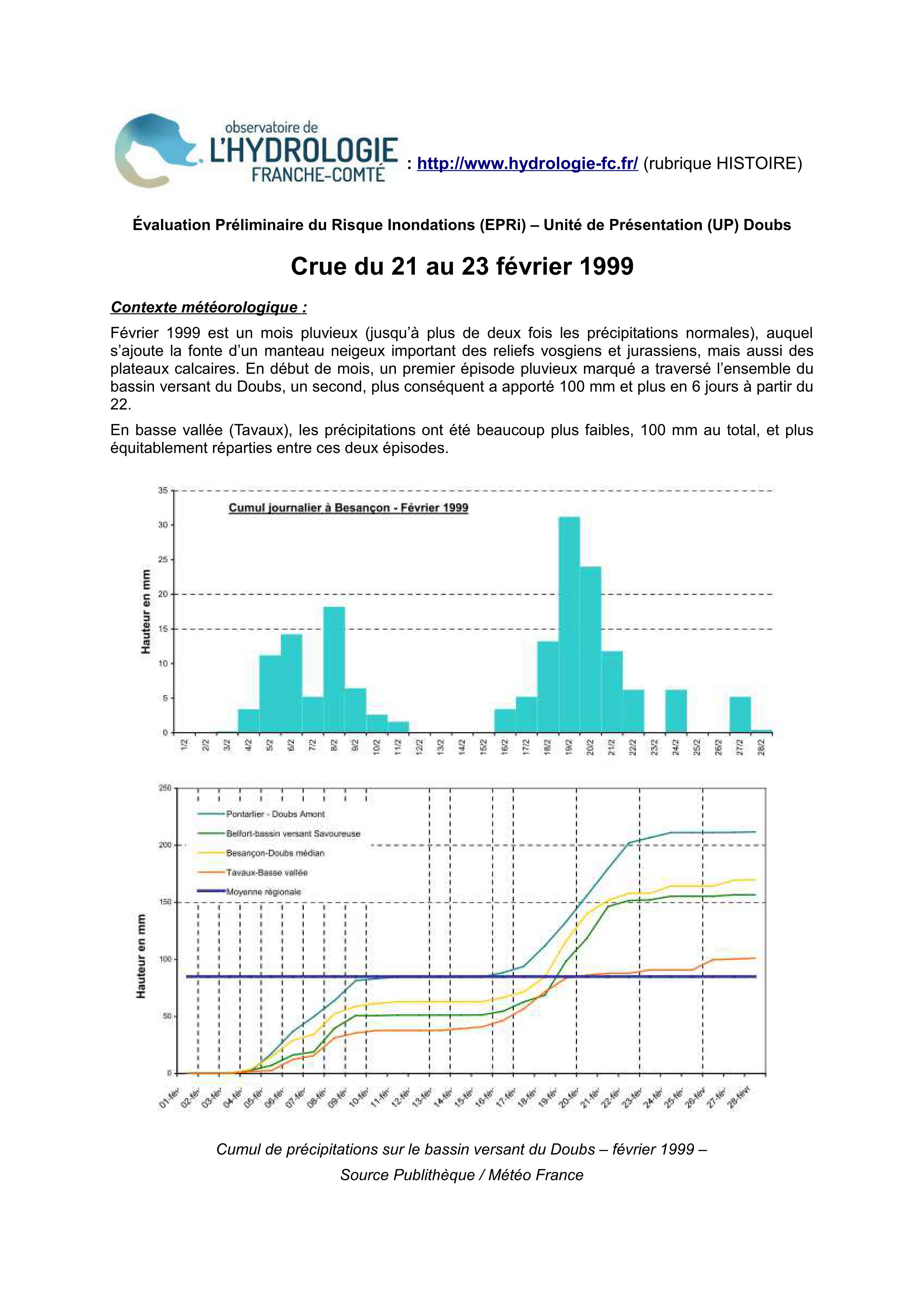 Synthèse sur la crue de février 1999