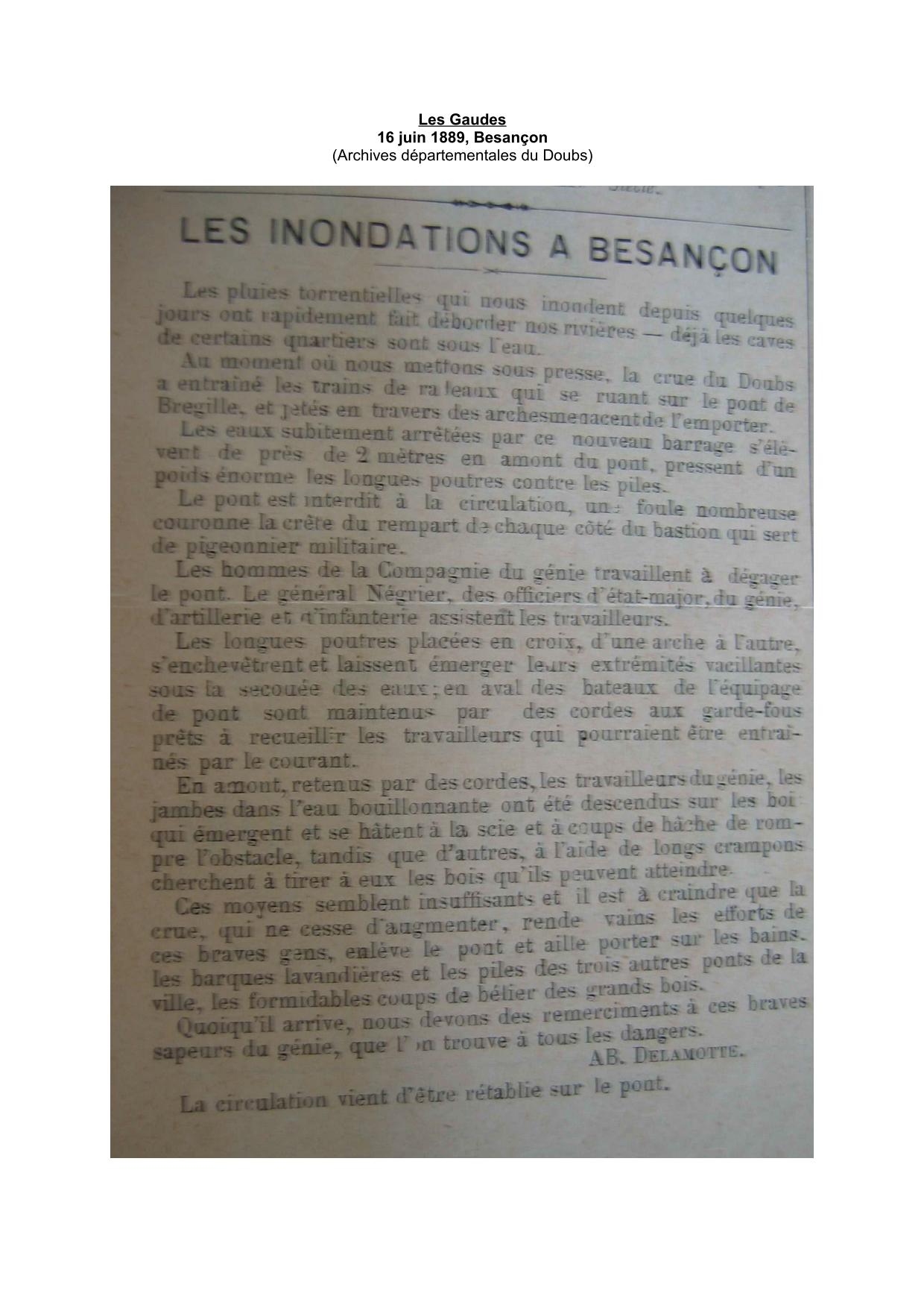 Les Gaudes - Besançon - 1889           