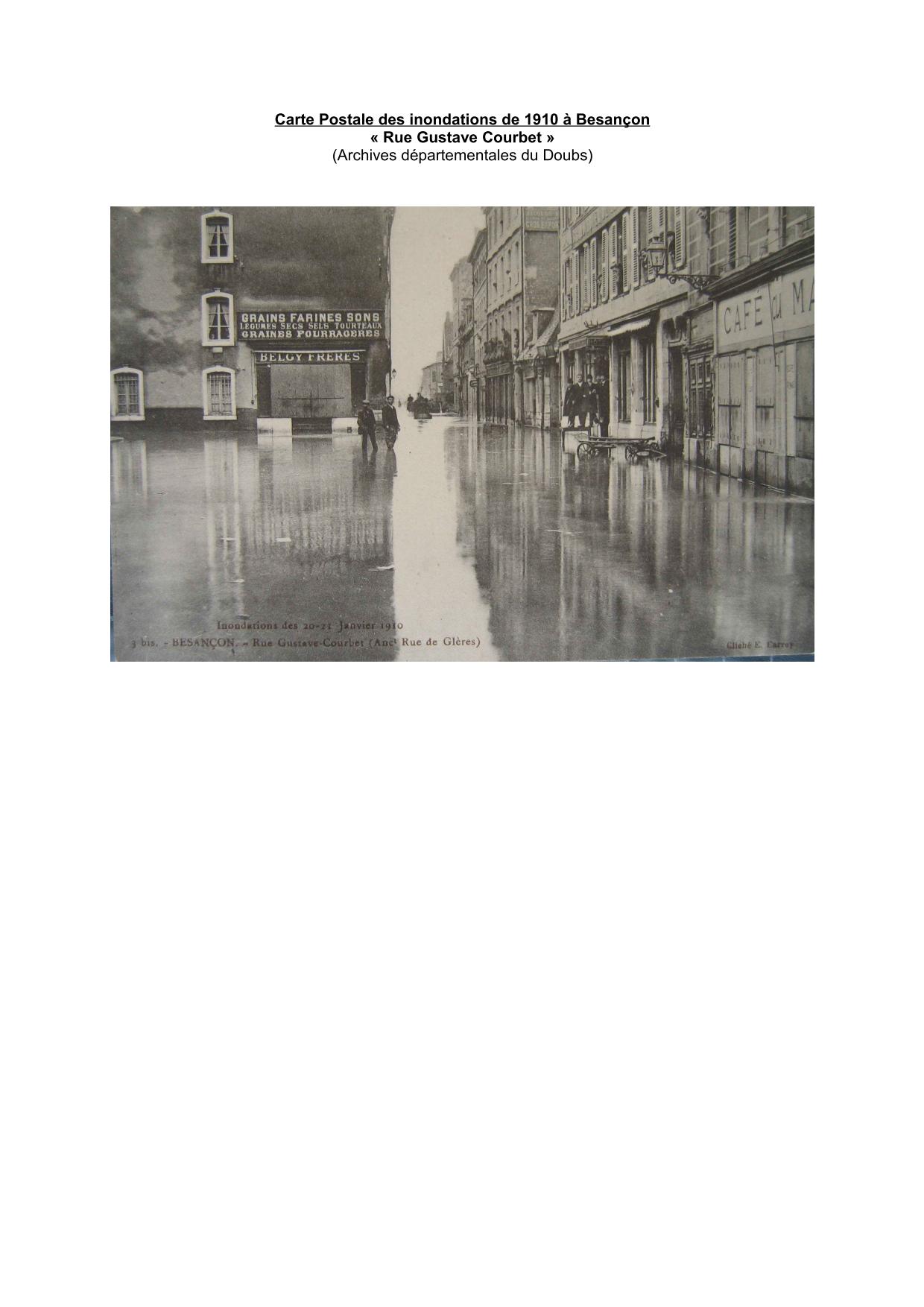 Carte Postale des inondations de 1910 a Besançon : rue Gustave Courbet           