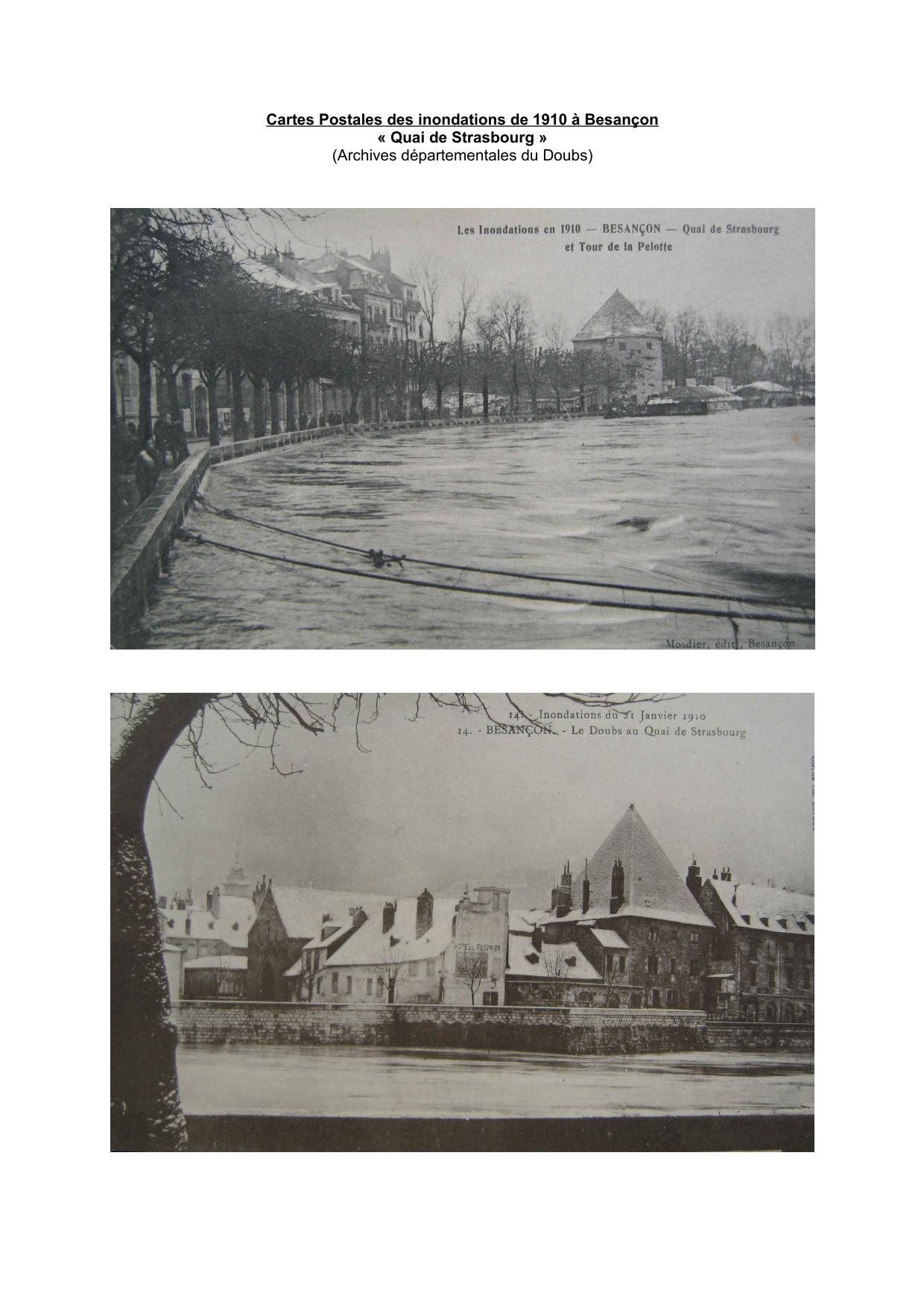 Cartes Postales des inondations de 1910 a Besançon : quai de Strasbourg           