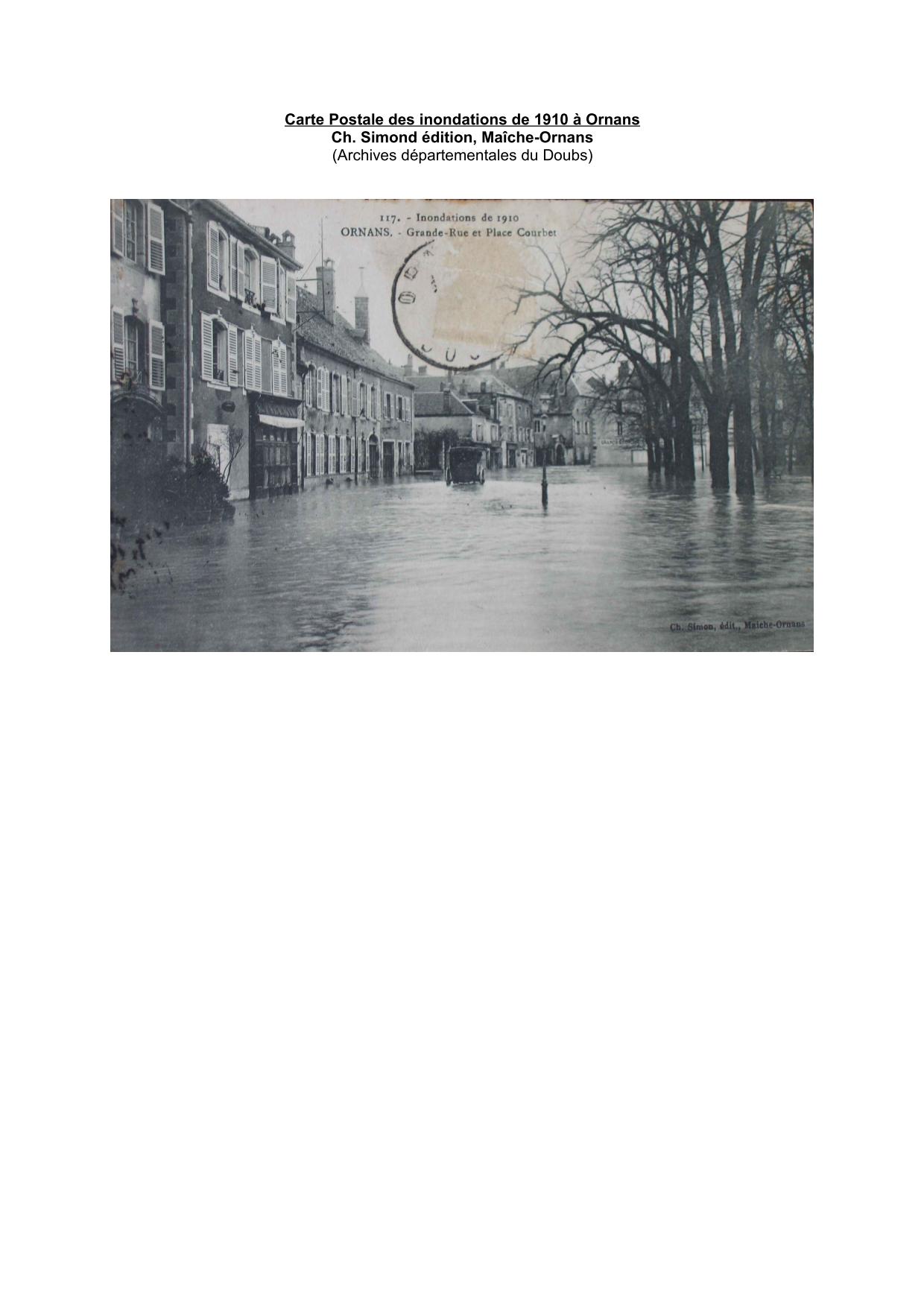 Carte Postale des inondations de 1910 a Ornans           