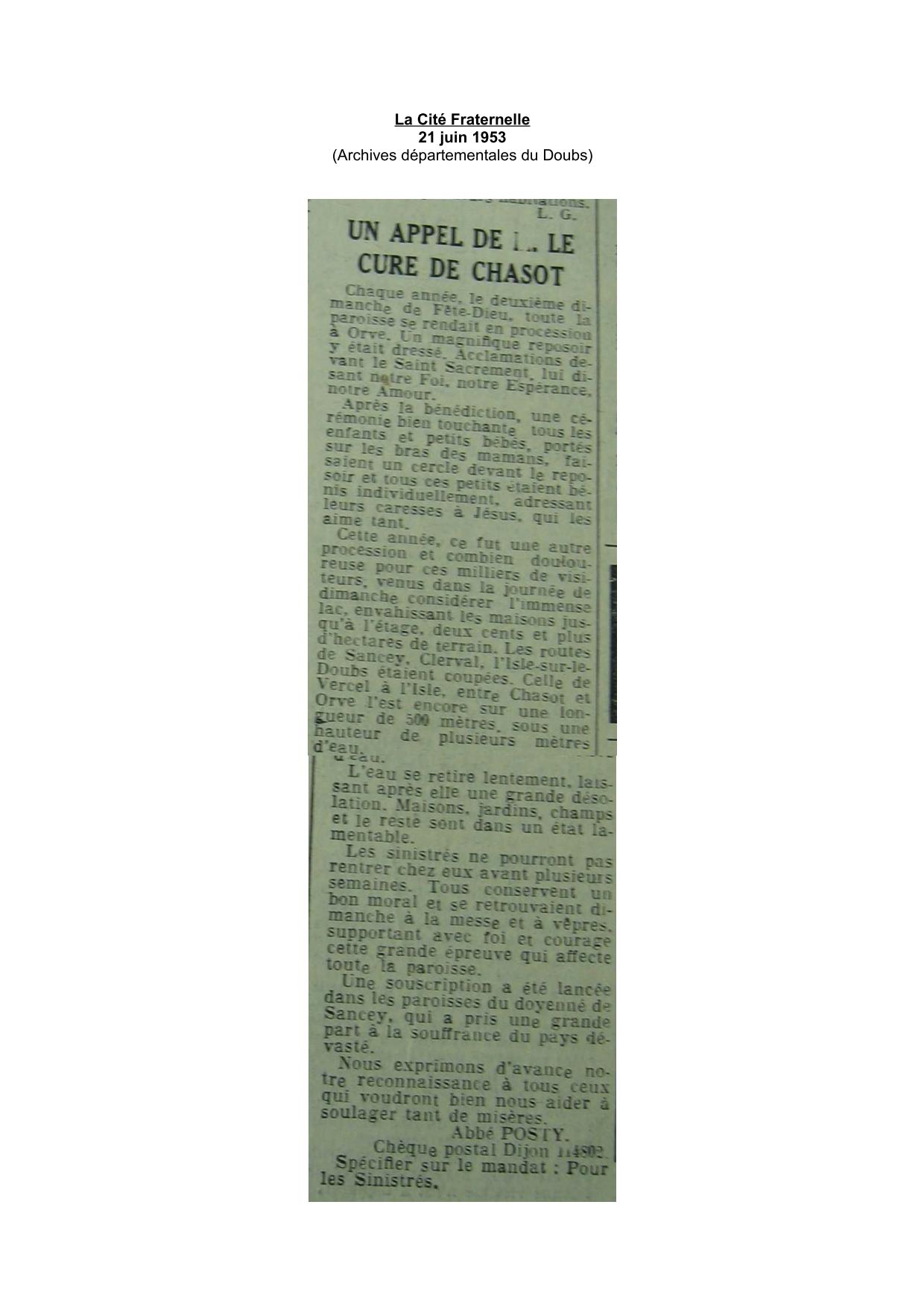 Journal - La Cite Fraternelle - 1953 – Chasot