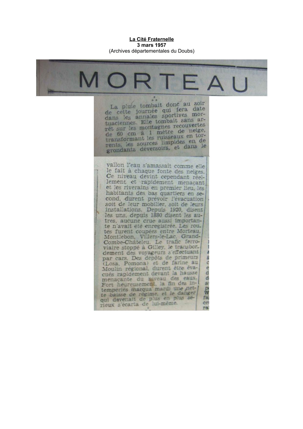 Journal - La Cite Fraternelle - 1957 – Morteau