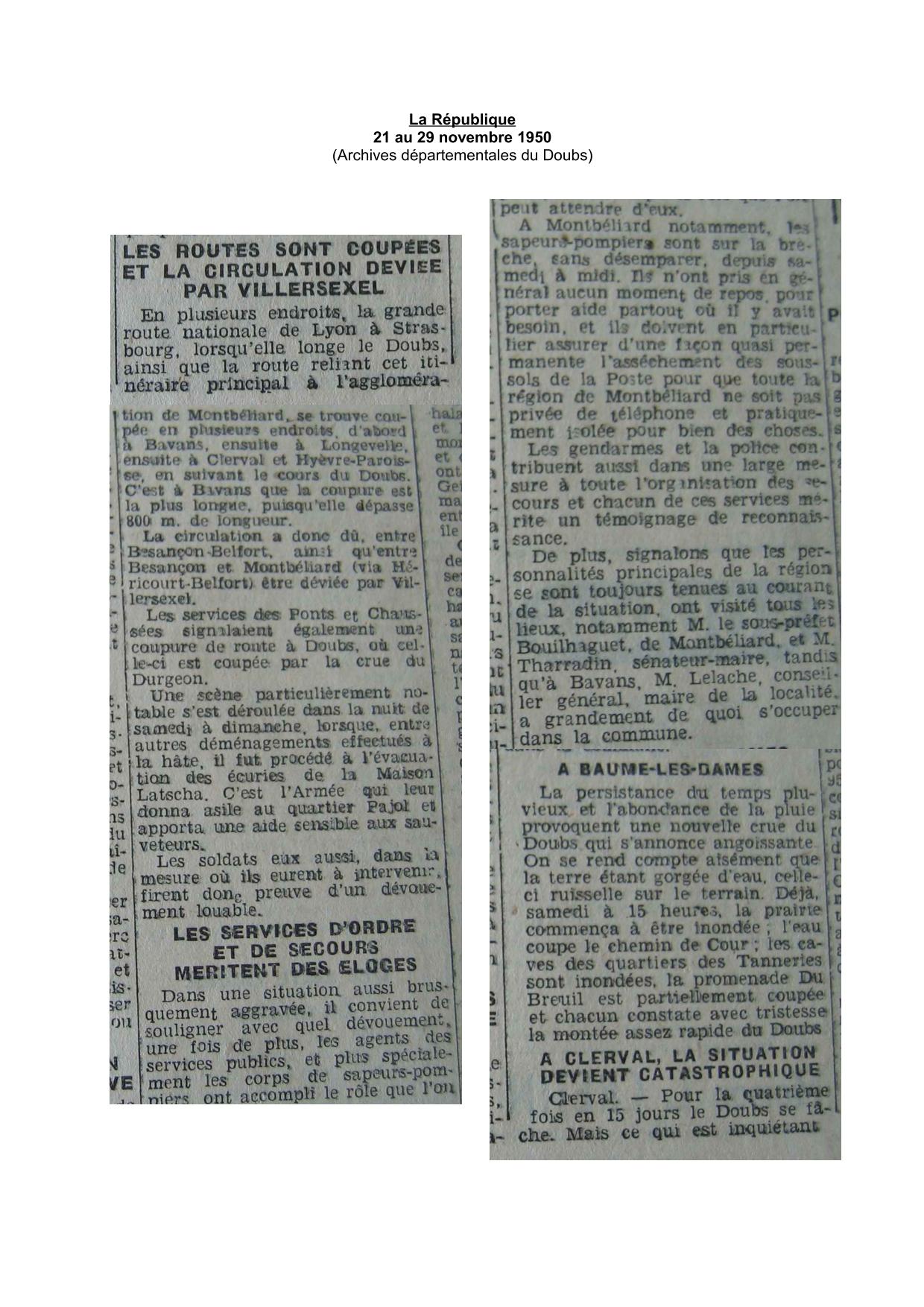 Journal - La République - 1950 - Pays de Montbéliard - Partie 3