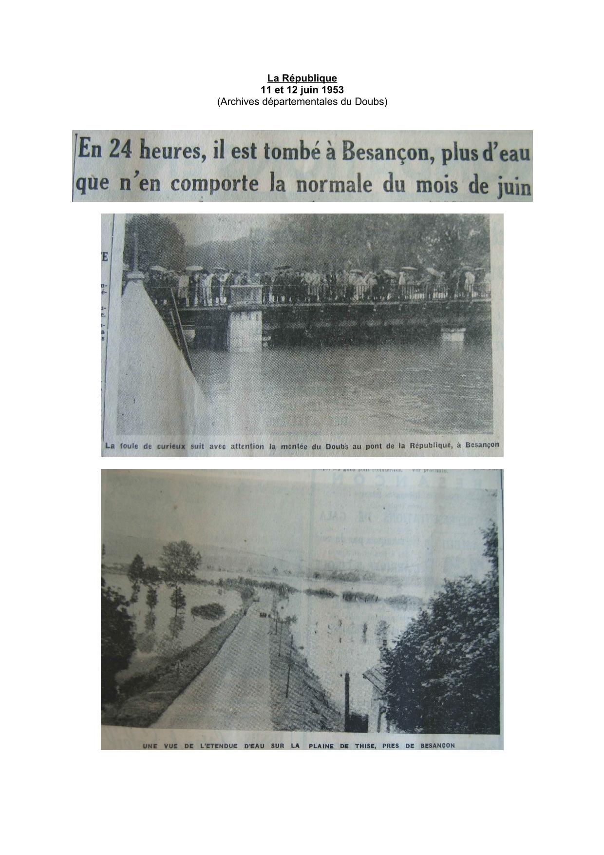 Journal - La République - 1953 - Besançon et sa région - Partie 1