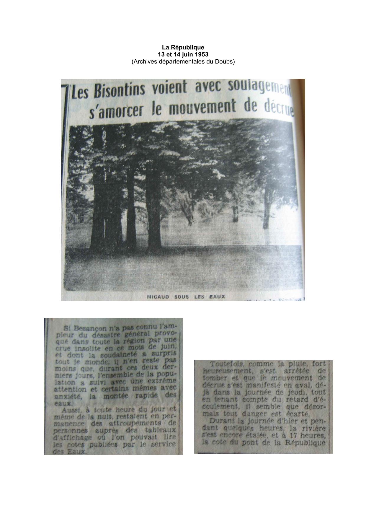 Journal - La République - 1953 - Besançon et sa région - Partie 2