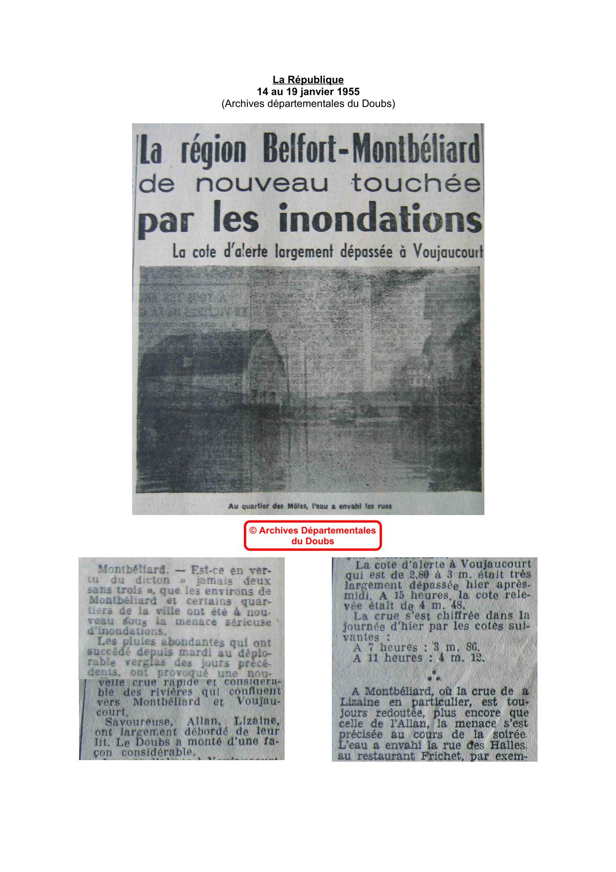 Journal - La République - 1955 - Pays de Montbéliard - Partie 1