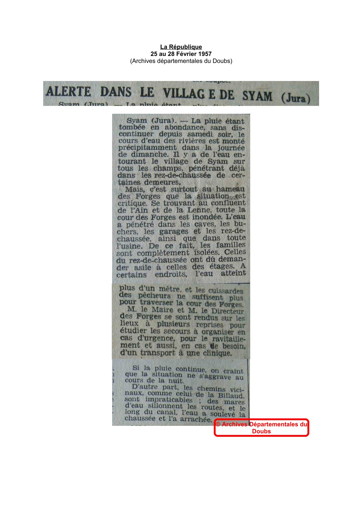 Journal - La République - 1957 – Syam