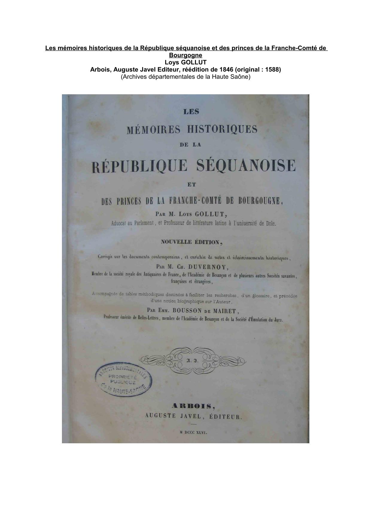 Le Frais-Puits de Vesoul et ces prodiges en 1557