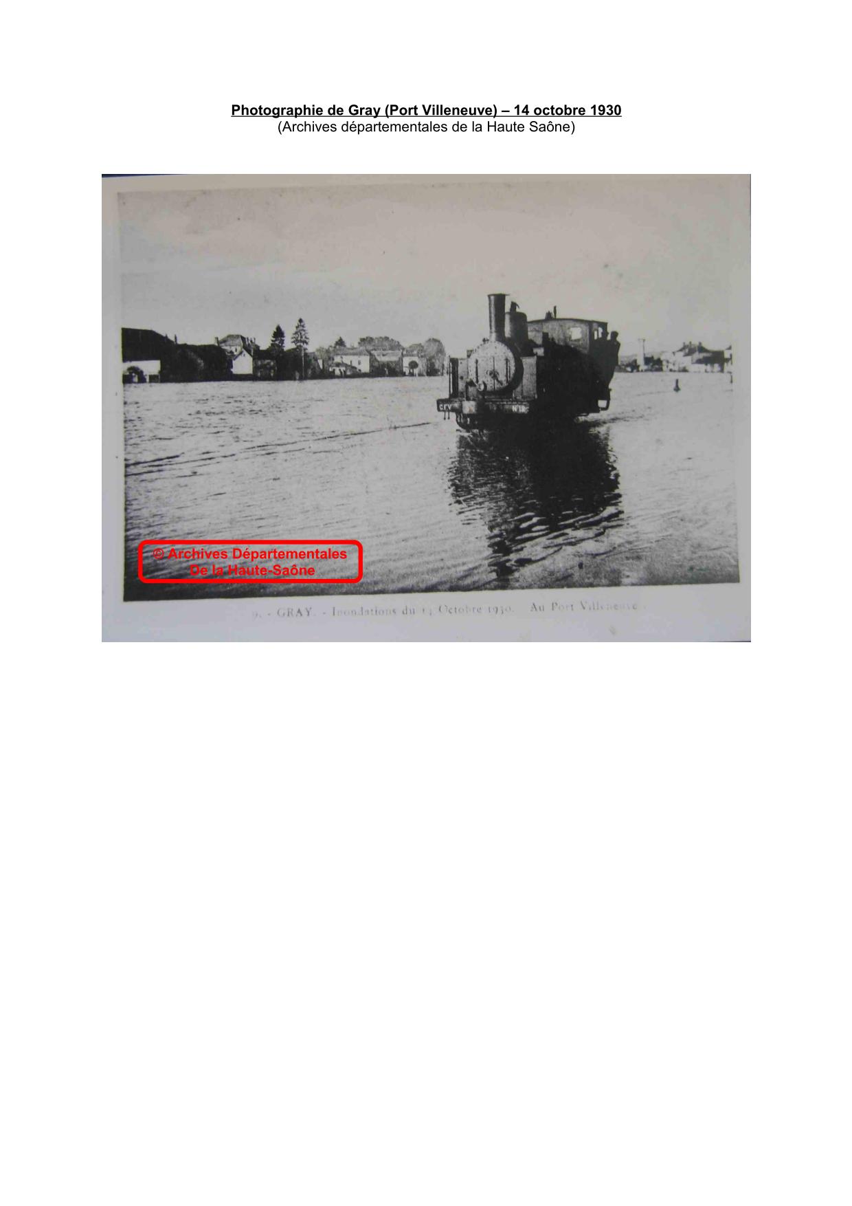 Photographie de Gray (Port Villeneuve) – 14 octobre 1930