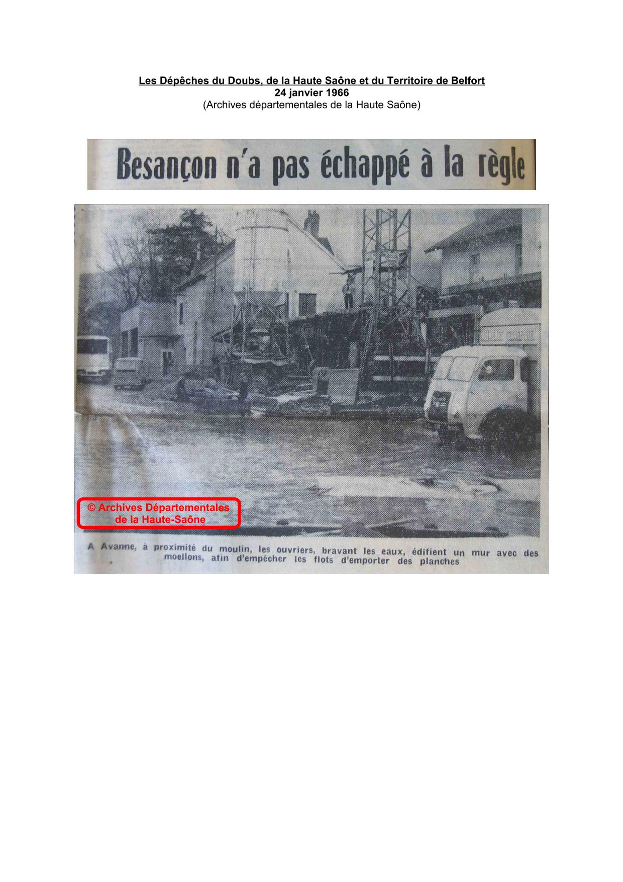 Journal - Les Dépêches du Doubs, de la Haute Saône et du Territoire de Belfort - 1966 – Besançon