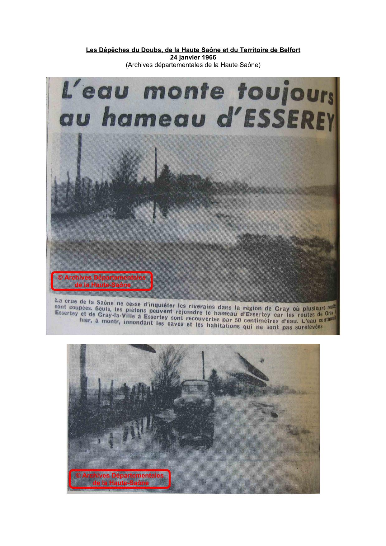 Journal - Les Dépêches du Doubs, de la Haute Saône et du Territoire de Belfort - 1966 – Essertey