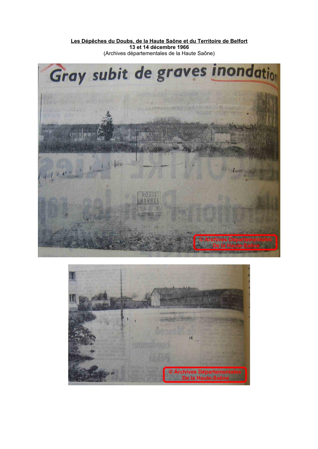 Journal - Les Dépêches du Doubs, de la Haute Saône et du Territoire de Belfort - 1966 – Gray