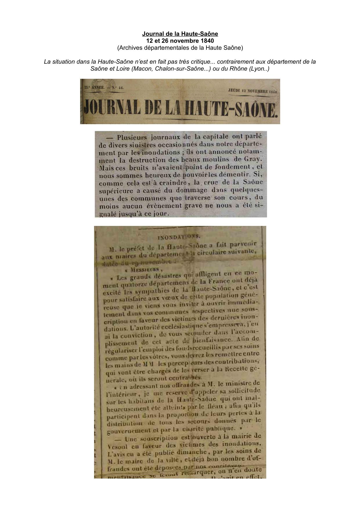 Journal de la Haute-Saône - 1840