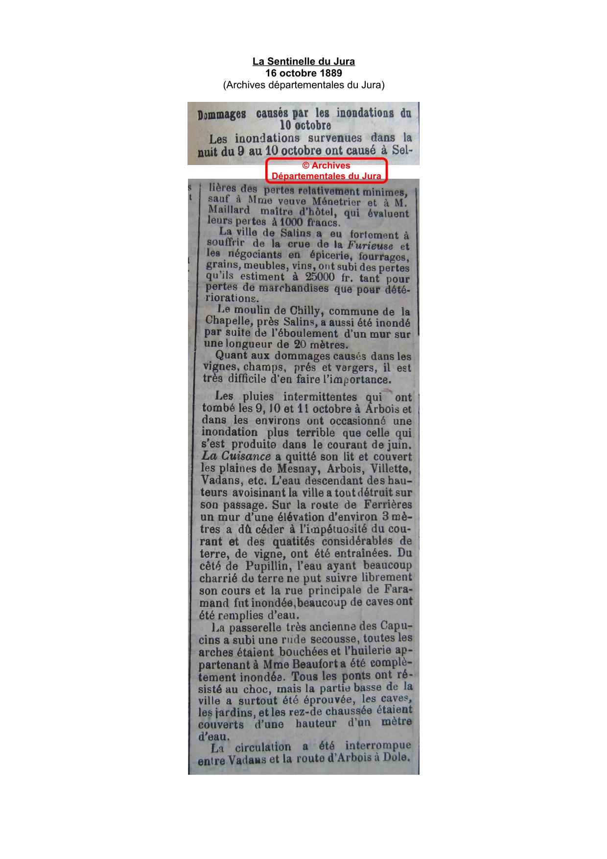 Journal - La Sentinelle du Jura - octobre 1889 - Partie 3