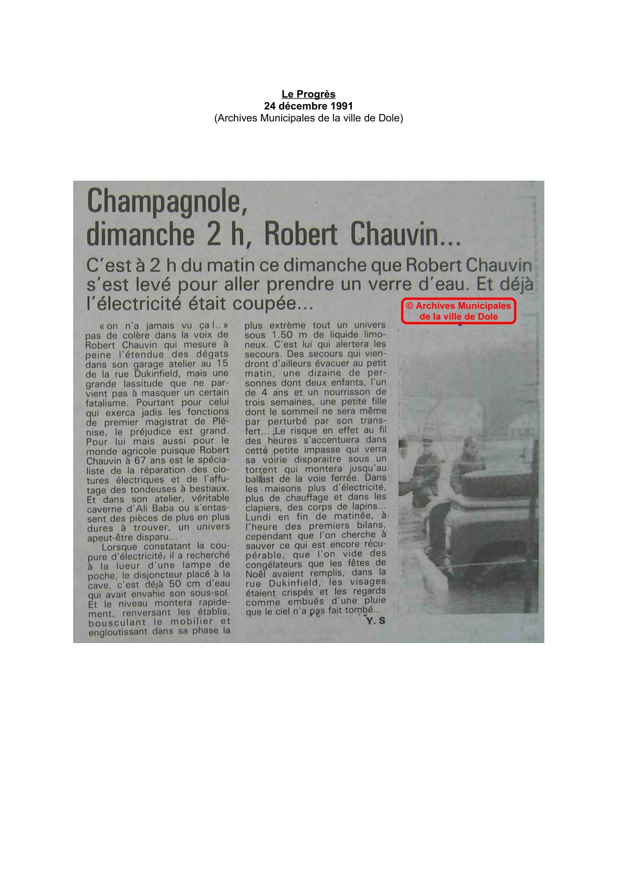 Journal - Le Progrès - 1991 – Champagnole