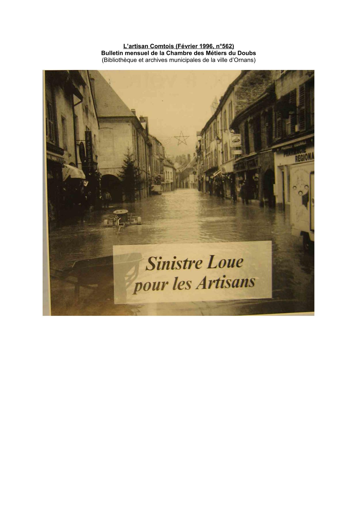 Sinistre Loue pour les Artisans, l'Artisan Comtois, décembre 1995           