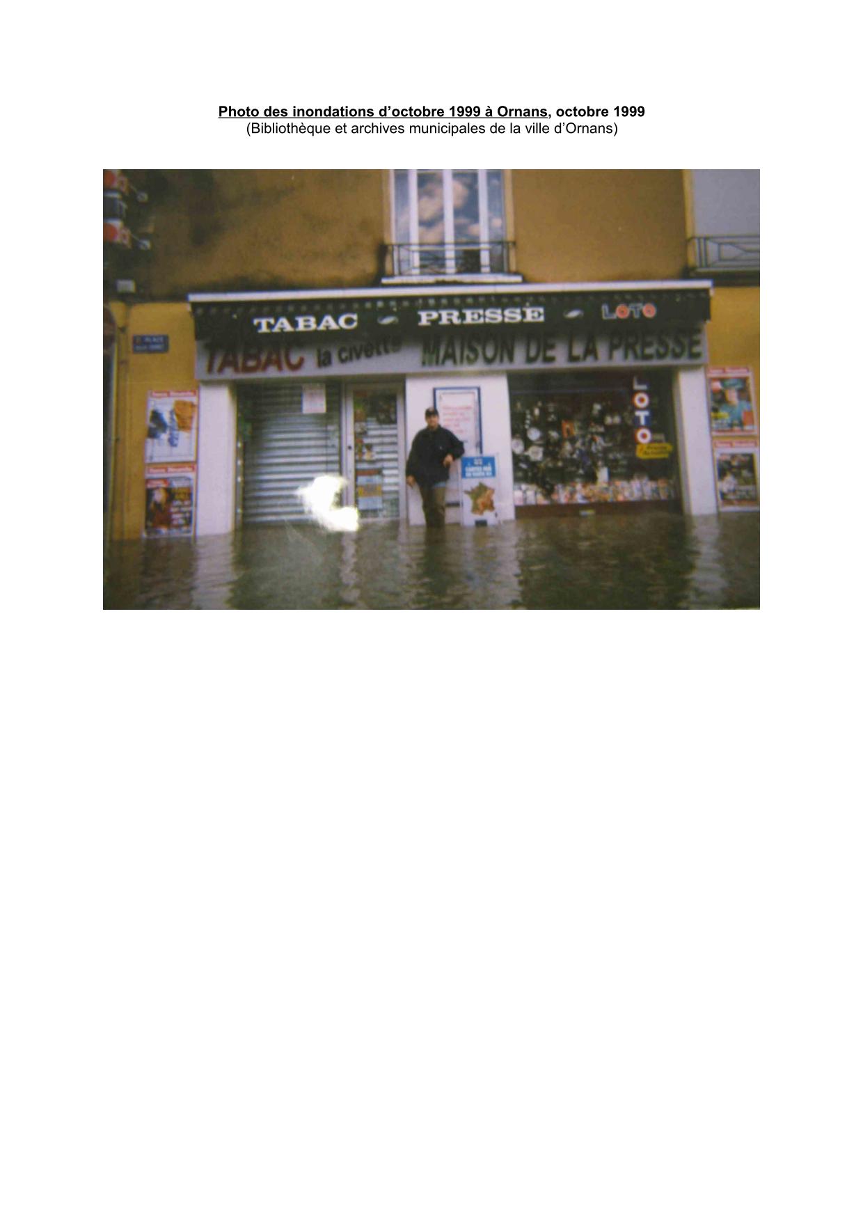 Photo des inondations d'octobre 1999 a Ornans           