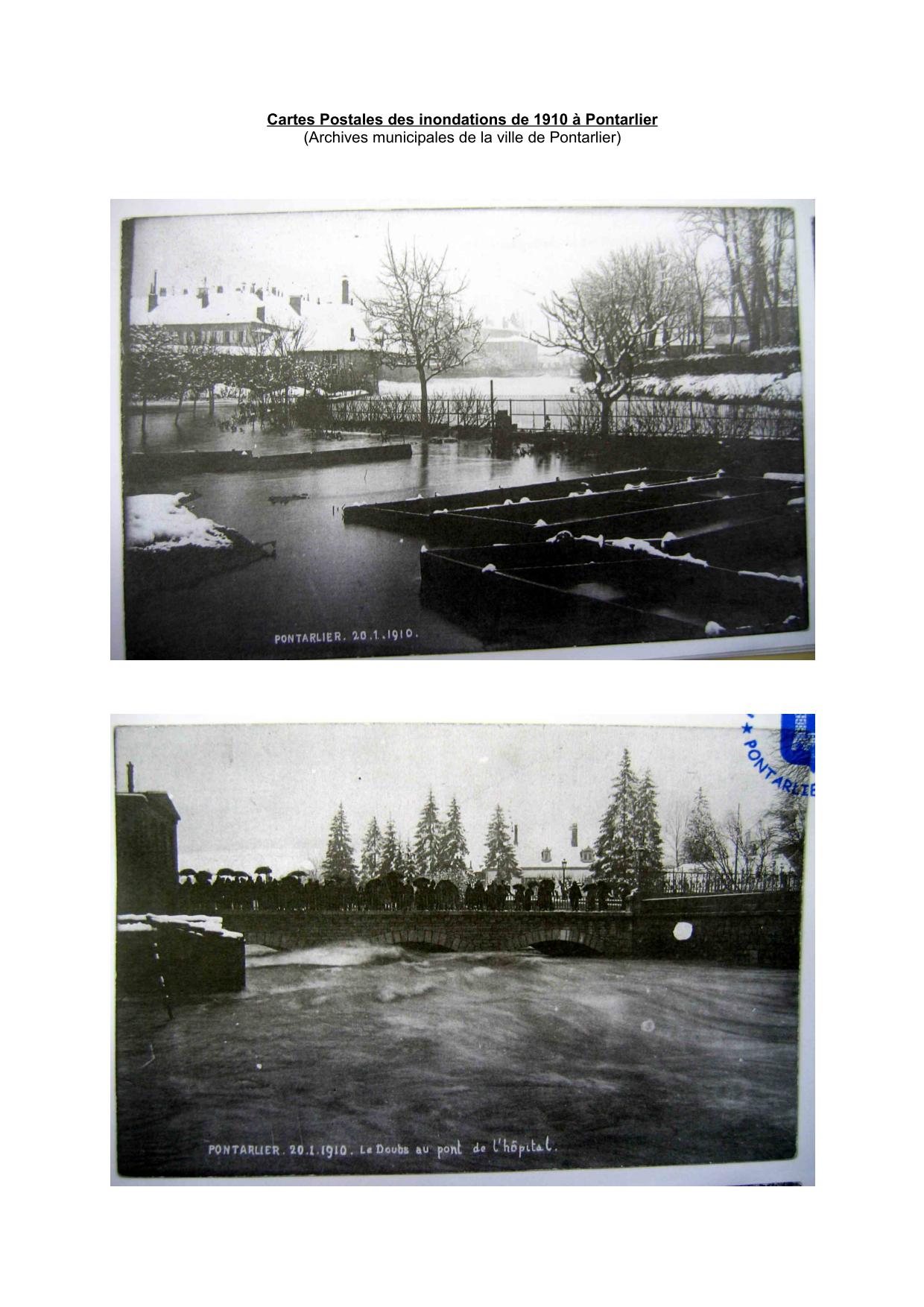 Cartes Postales des inondations de 1910 à Pontarlier