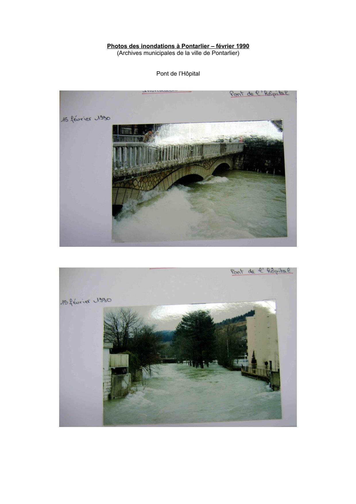 Photos des inondations à Pontarlier – février 1990 - Pont de l'Hôpital