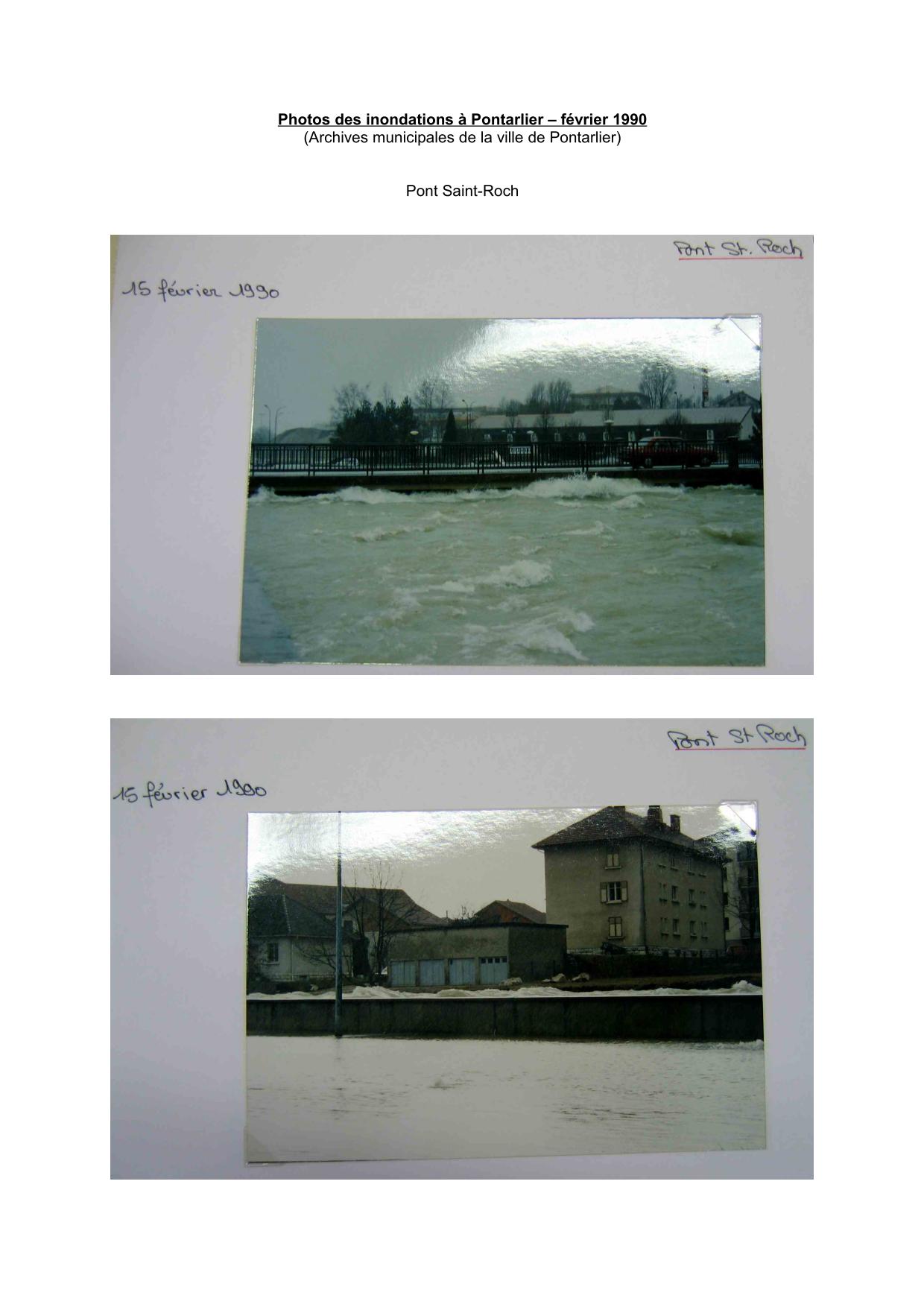 Photos des inondations à Pontarlier – février 1990 - Pont Saint Roch