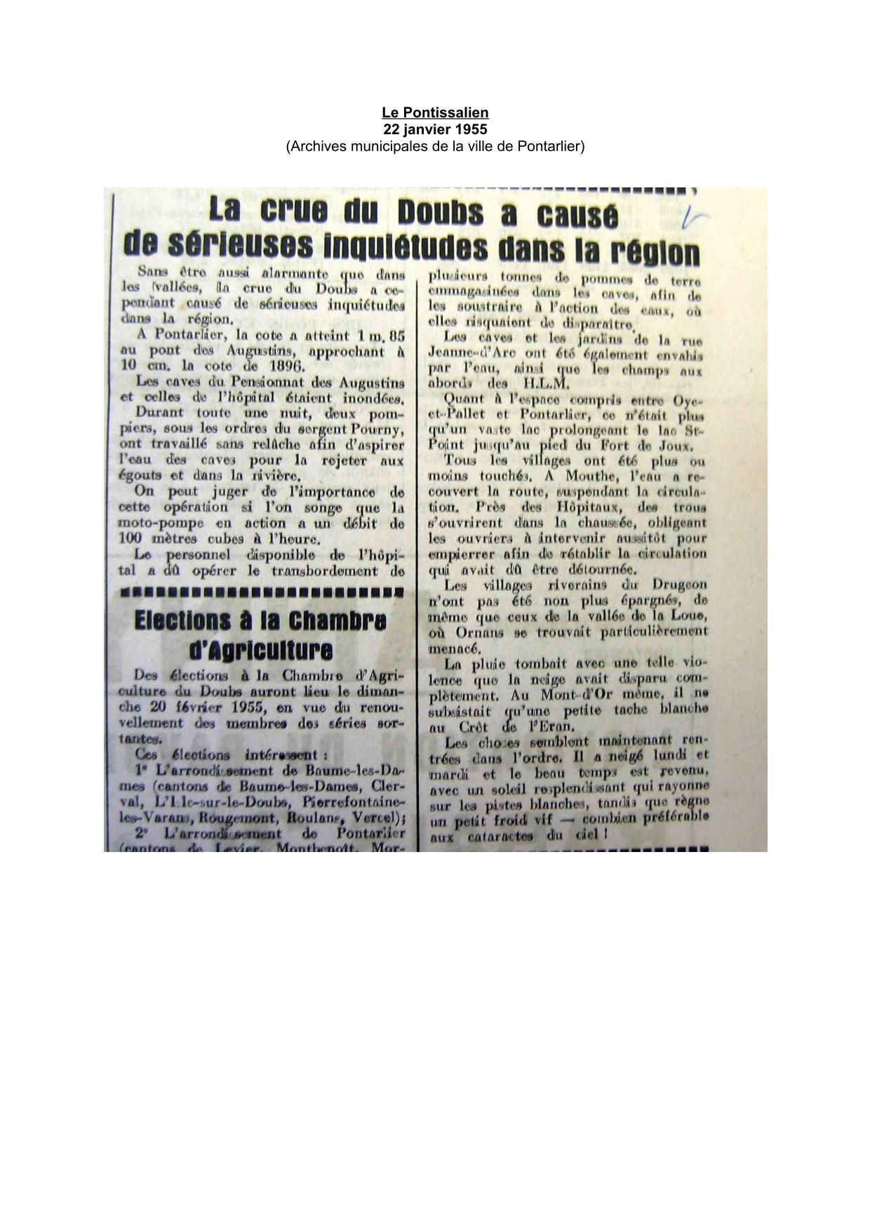 Journal - Le Pontissalien - 1955 - Haut Doubs