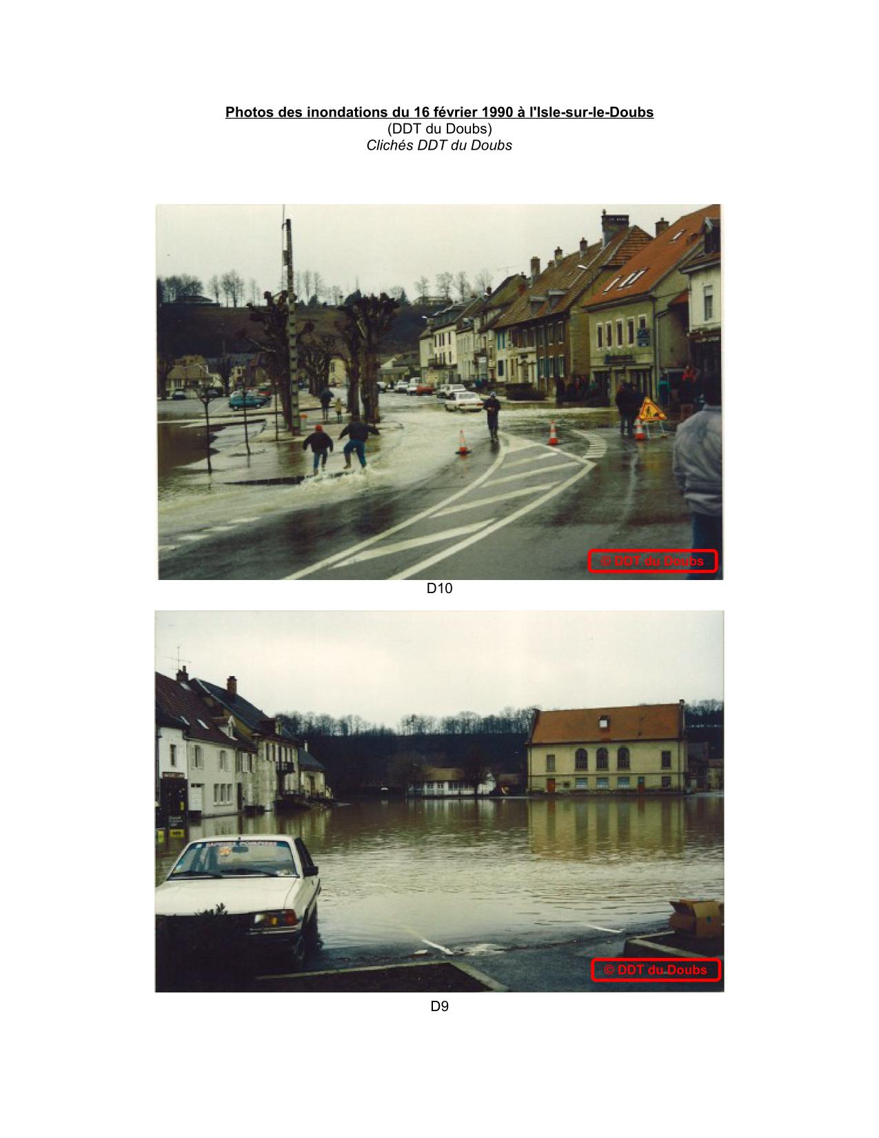 Photos des inondations du 16 février 1990 à l'Isle-sur-le-Doubs