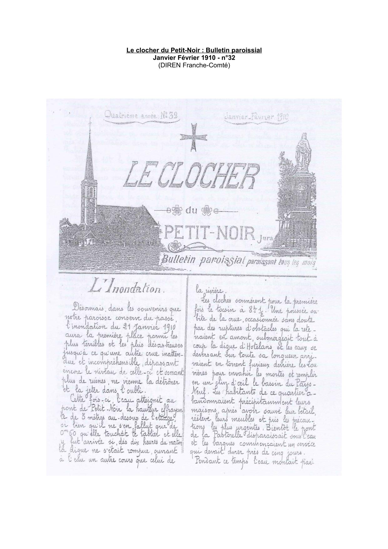 Le clocher du Petit-Noir : Bulletin paroissial - 1910    