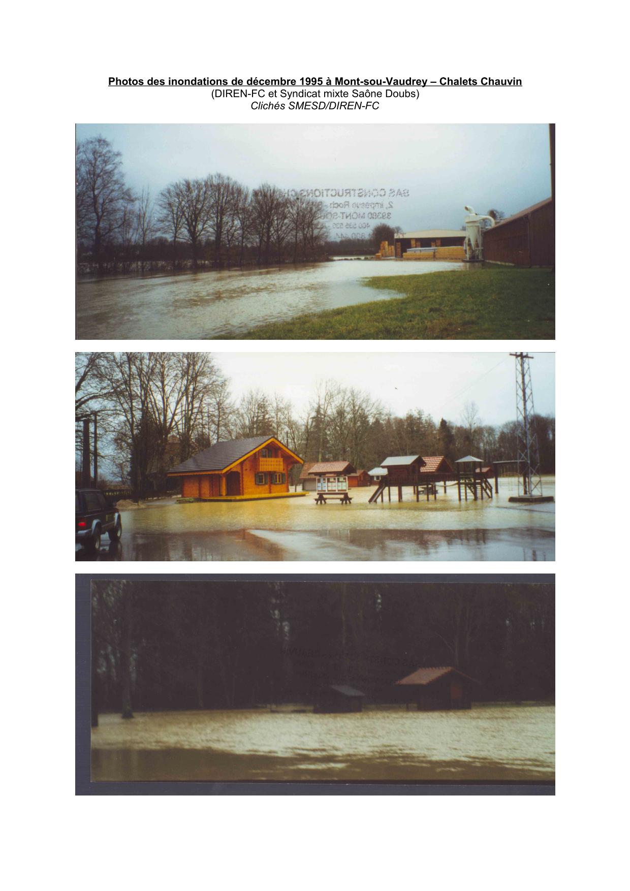 Photos des inondations de décembre 1995 à Mont-sous-Vaudrey – Chalets Chauvin