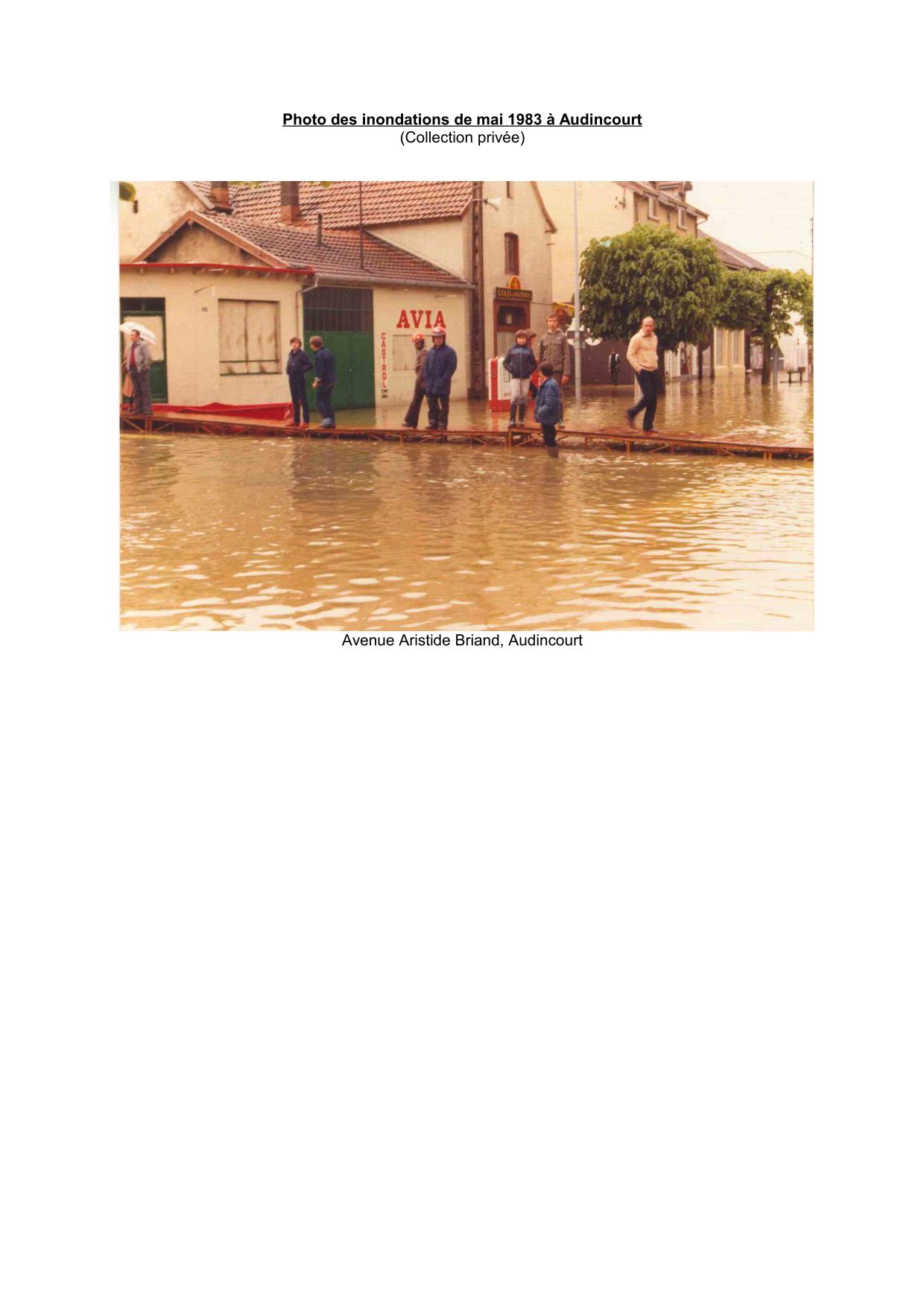 Photo des inondations de mai 1983 a Audincourt           