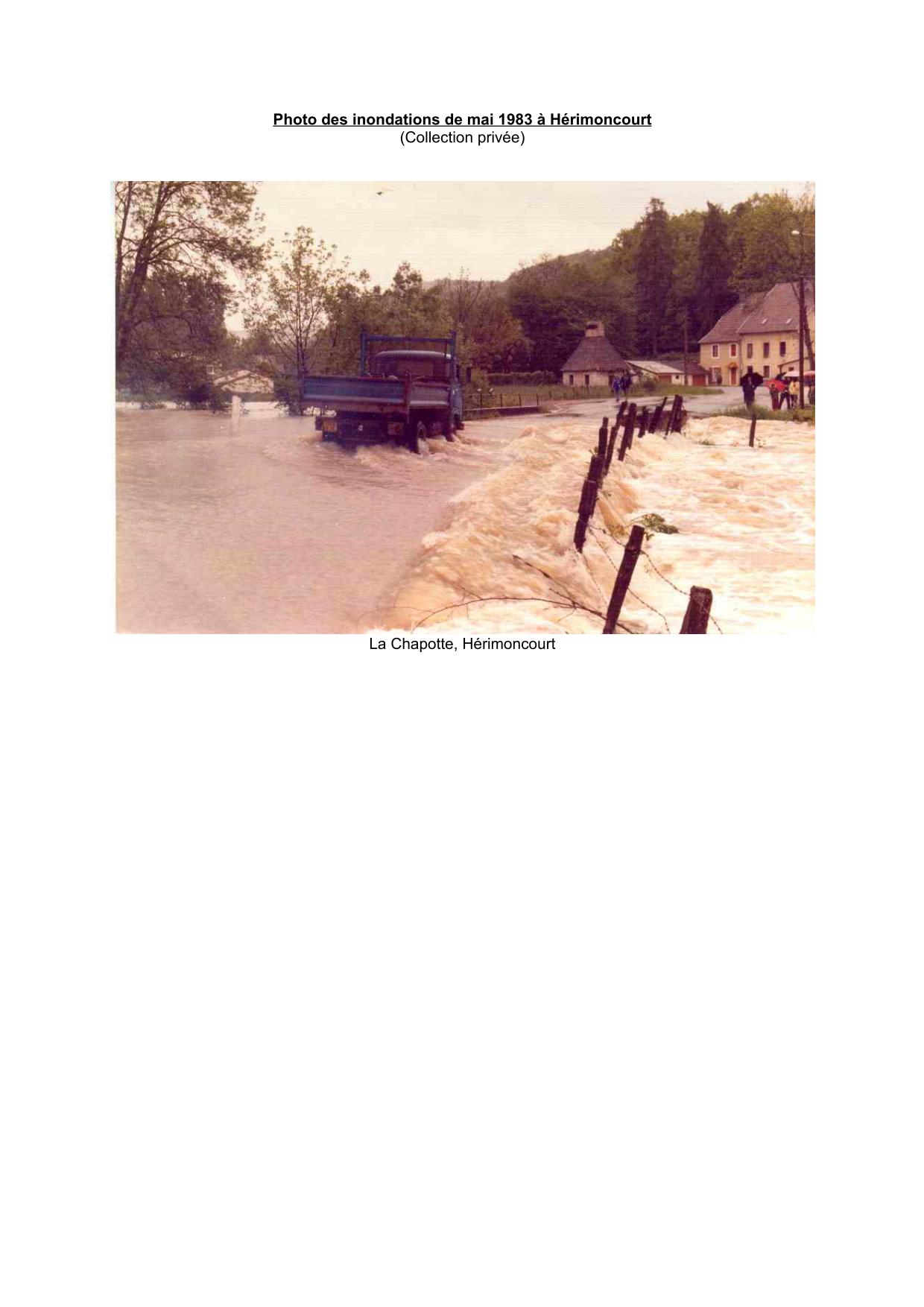 Photo des inondations de mai 1983 a Herimoncourt           