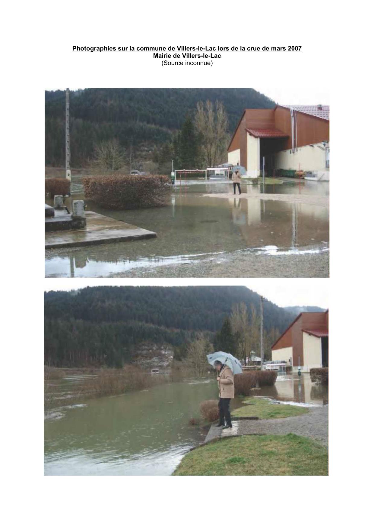 Photographies sur la commune de Villers-le-Lac lors de la crue de mars 2007