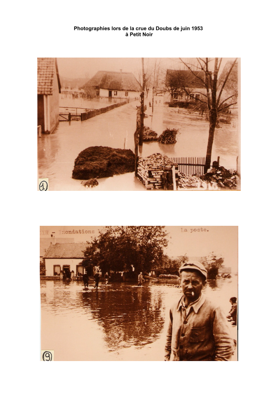 Photographies lors de la crue du Doubs de juin 1953 à Petit Noir.