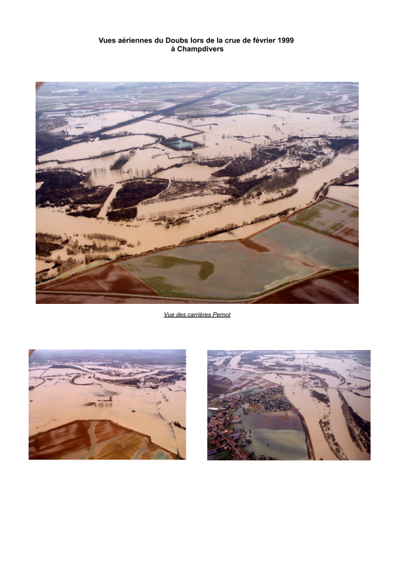 Photographies lors de la crue du Doubs de février 1999 à Champdivers.