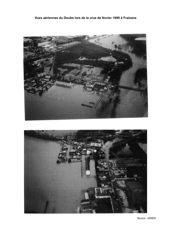 Photographies lors de la crue du Doubs de février 1999 à Fraisans.