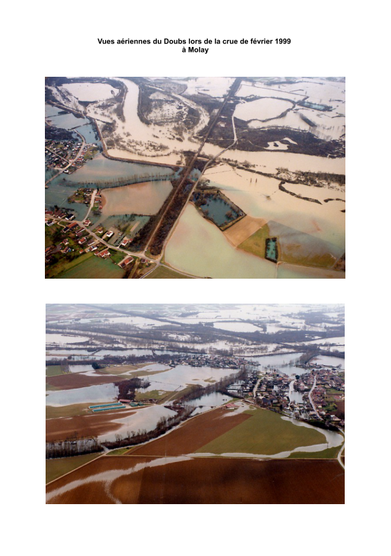 Photographies lors de la crue de février 1999 à Molay.