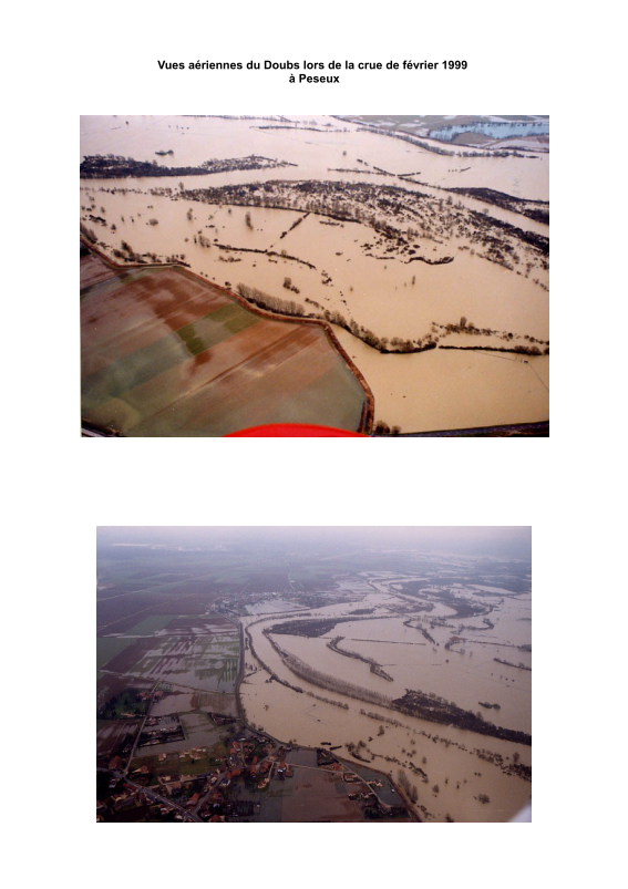 Photographies lors de la crue du Doubs de février 1999 à Peseux.