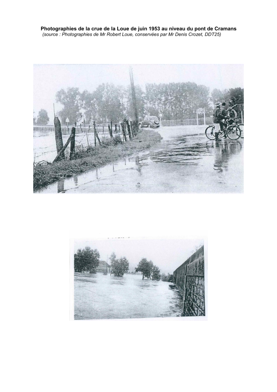 Photographies autour du pont de Cramans lors de la crue de juin 1953.