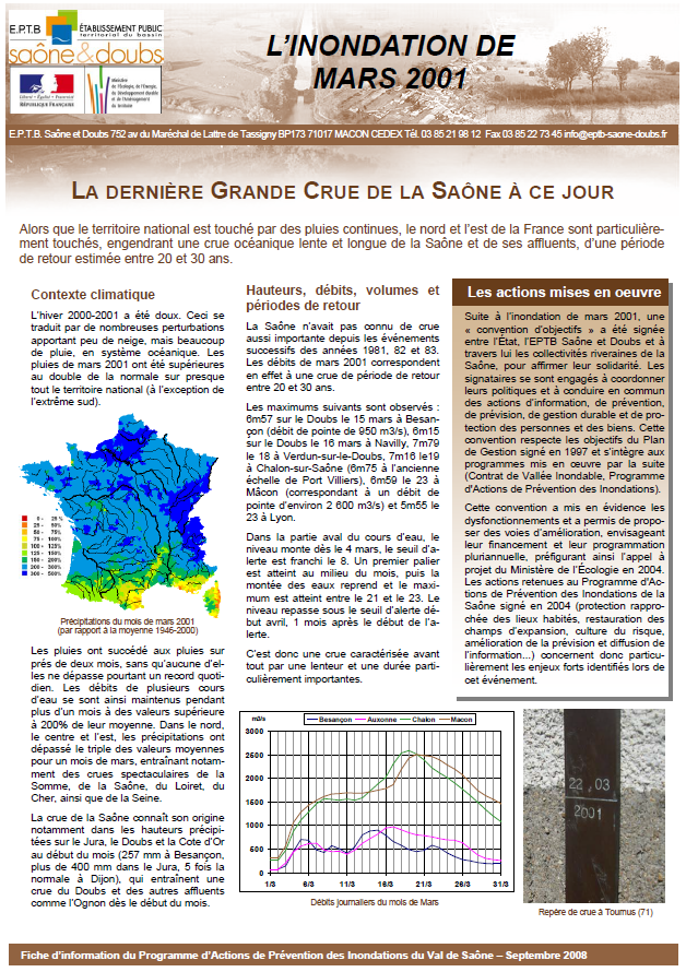 Retour sur la crue de la Saône de mars 2001. 