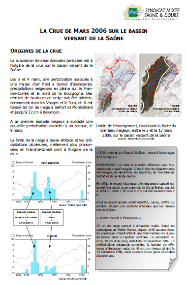 Retour sur la crue de mars 2006 sur le bassin Saône et Doubs
