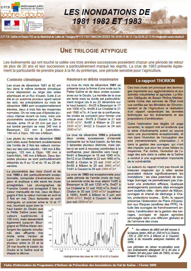 Retour sur la trilogie atypique des crues de 1981, 1982 et 1983 de la Saône