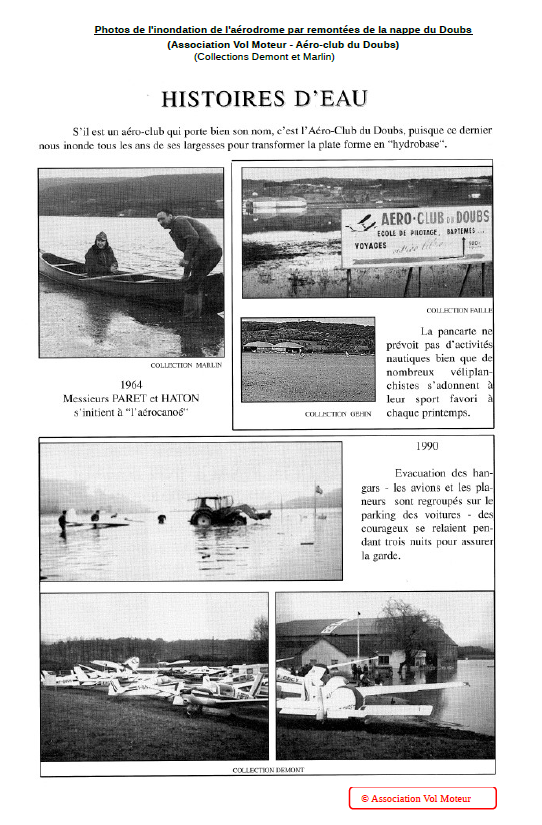 Photos de l'inondation de l'aérodrome par remontées de la nappe du Doubs.