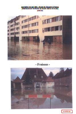 Inondation de mai 1983 – Route de Chaussin à Peseux - Fraisans