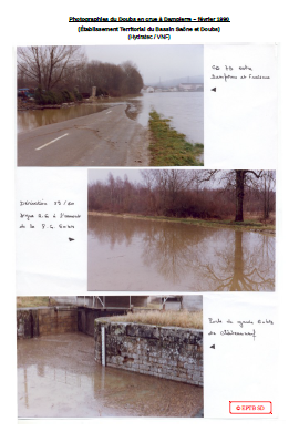 Photographies du Doubs en crue à Dampierre – février 1990