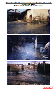 Photographies à Eloie de la vague causée par la rupture d’une digue et de ses dégâts