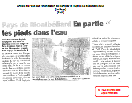 Article du Pays sur l’inondation de Bart par le Rupt le 15 décembre 2012