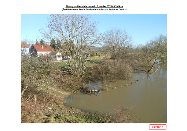 Photographies de la crue du 5 janvier 2015 à Chalèze