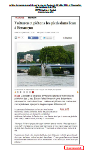 Article de macommune.info sur la crue du Doubs du 23 juillet 2014 et l'évacuation des parkings de la Ville